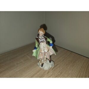 Vintage Occupied Japan Colonial Gentleman Porcelain Figurine Green Coat 4 inch